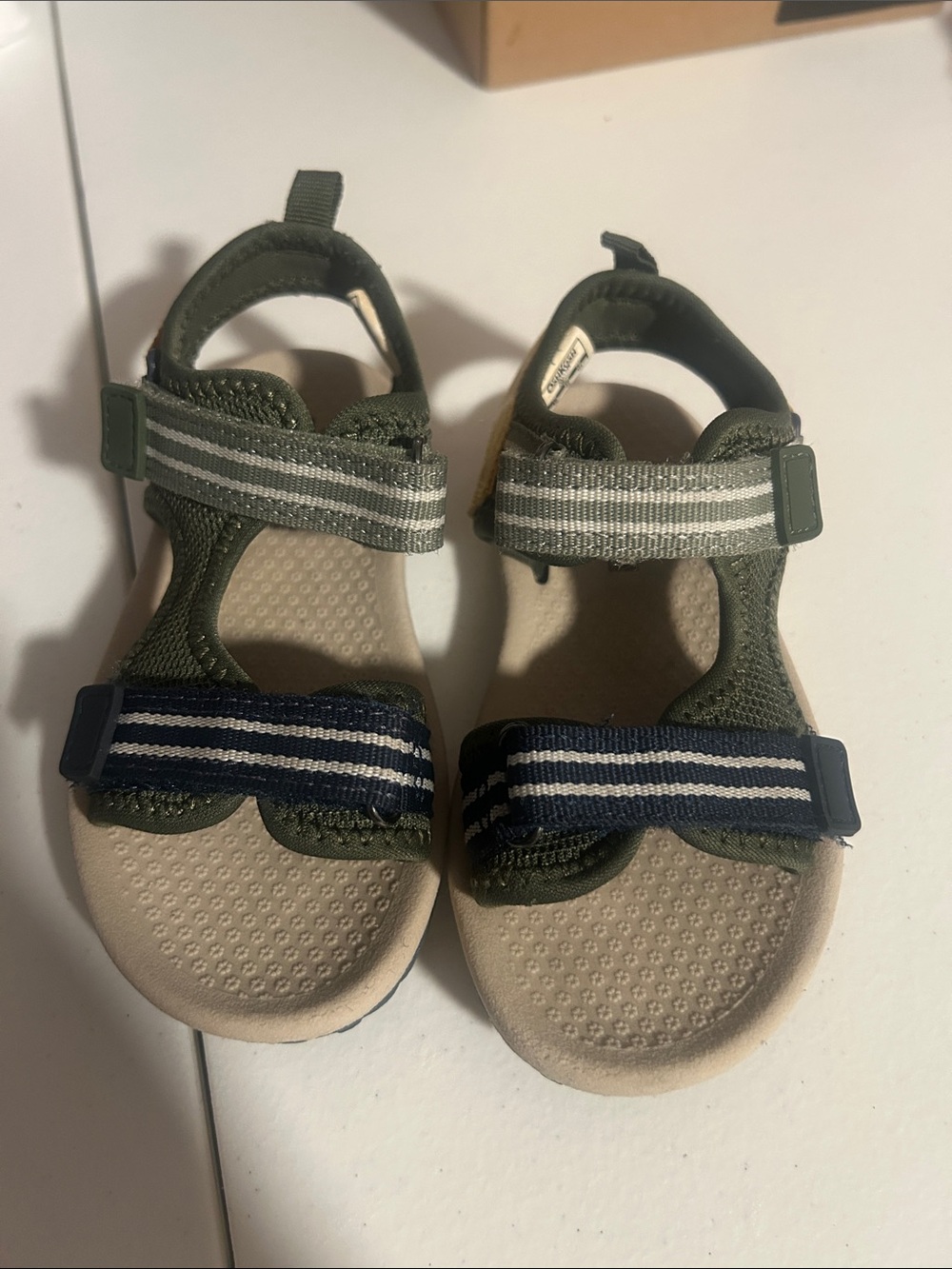 OshKosh B'gosh Olive Green Sandals with Navy and Gray Straps